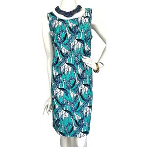 NWT Talbots Dress Giraffe Print Round Neck Sleeveless Tie Back Mint Size 8